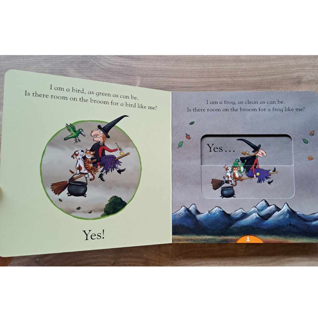 Room on the Broom by Julia Donaldson (A Push Pull and Slide Board Book) brand new, with SLIGHT DENTS on book cover