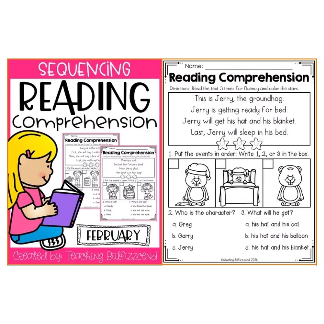 Sequencing Reading Comprehension Workbook | Phonics Reading Practice | Spiral Bound | Primary Students (SINGLES)