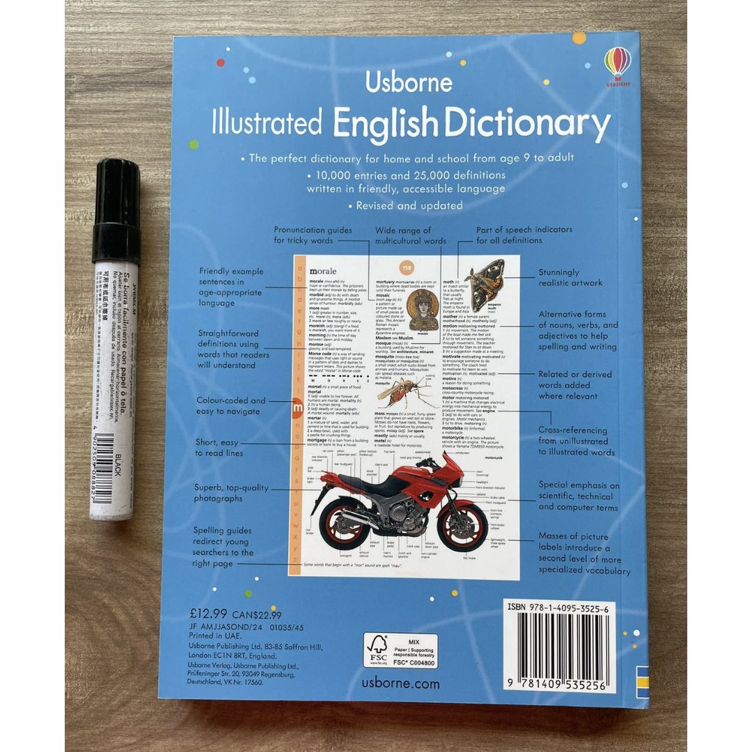Usborne Illustrated English Dictionary (brand new Softcover, with SLIGHT FOLDS on book cover)