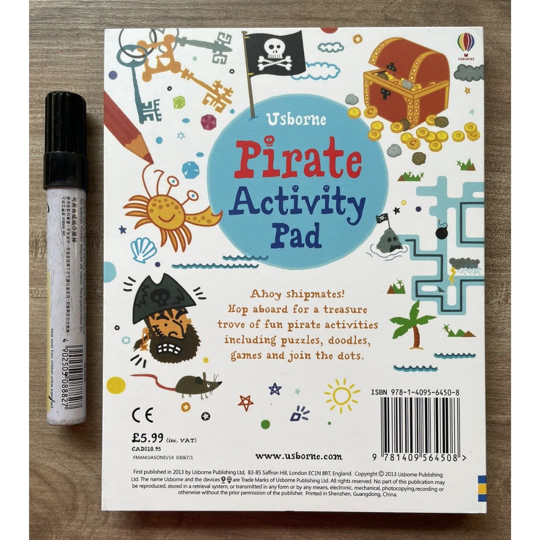 Usborne PIRATE Activity Pad (Tear-off pages, brand new Softcover, 6.1 by 7.7 inches)