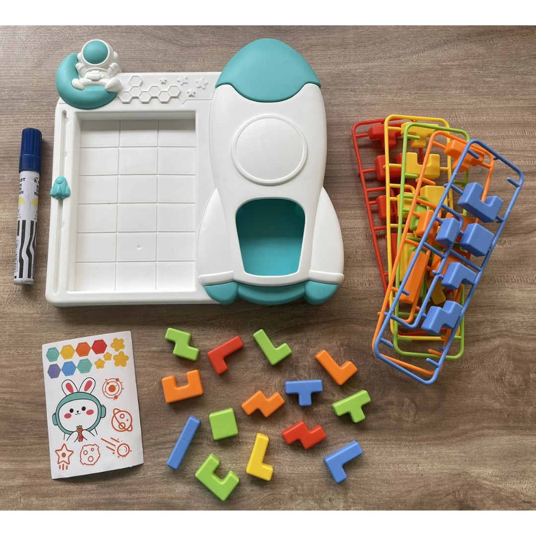 Space Rocket Tetris Blocks (boxed set, brand new, color BLUE)