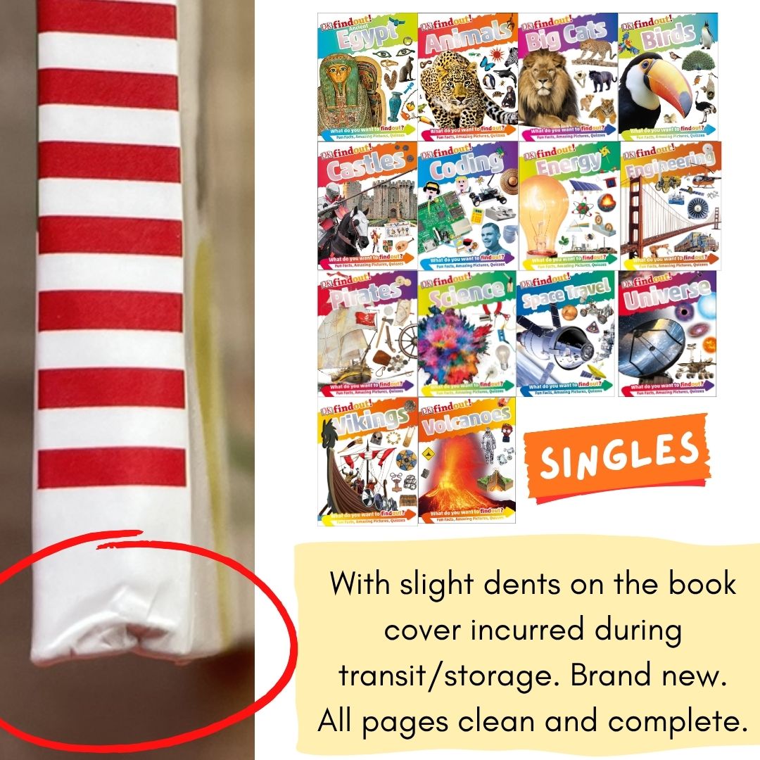 DK Findout! (SINGLES) Ancient Egypt Animals Big Cats Birds Castles Coding Energy Engineering Pirates Science Space Travel Universe Vikings Volcanoes