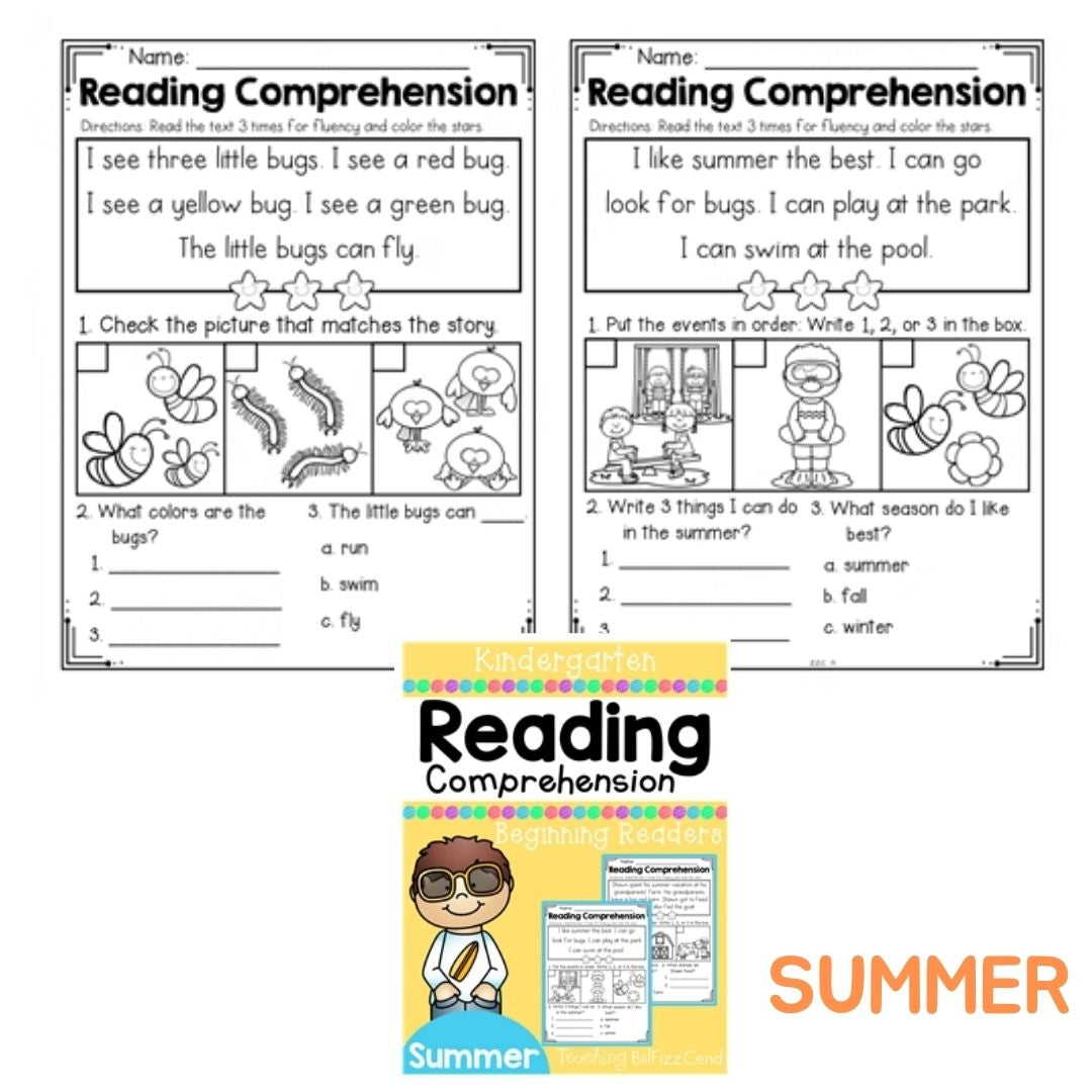 Kindergarten Reading Comprehension Workbook | Beginning Readers | Phonics-Based Sentences | Trace, Color &amp; Comprehension | Spiral Bound | Scan Audio (SINGLES)