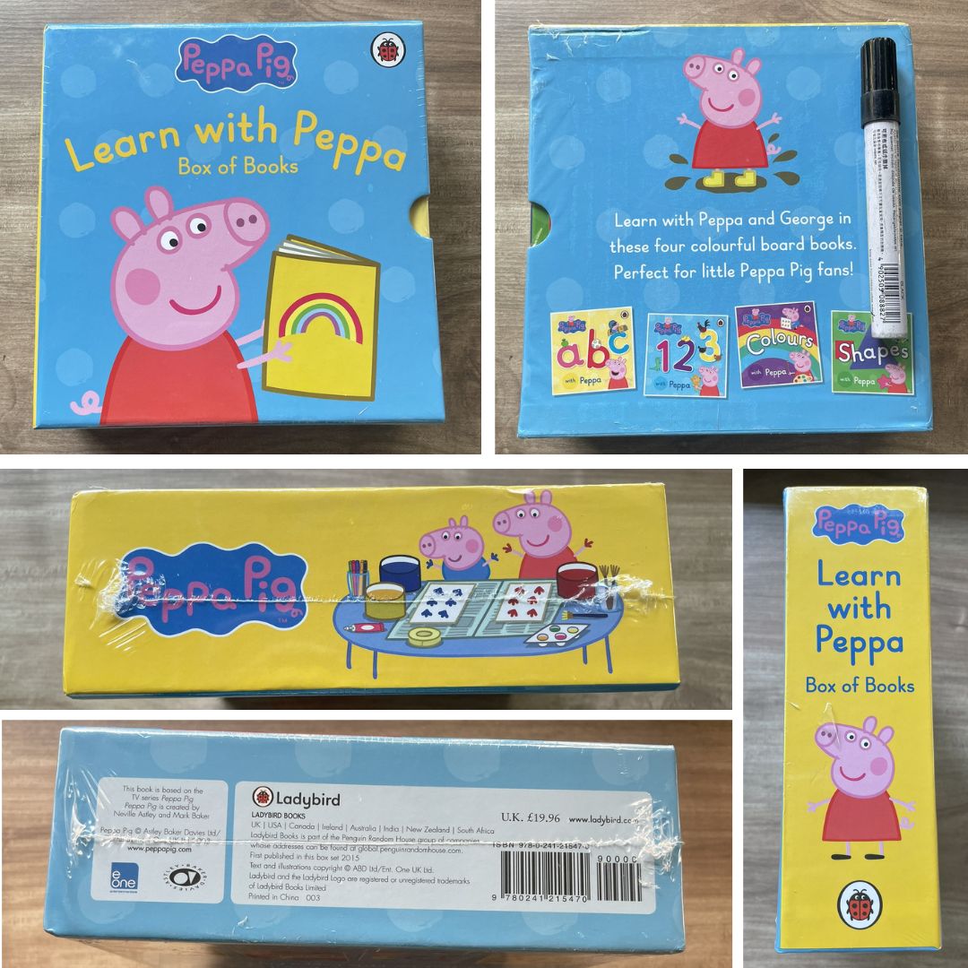 PEPPA PIG: LEARN WITH PEPPA Box Of Books (4 books) Boxset (BOX with SLIGHT DENTS, books no damage)