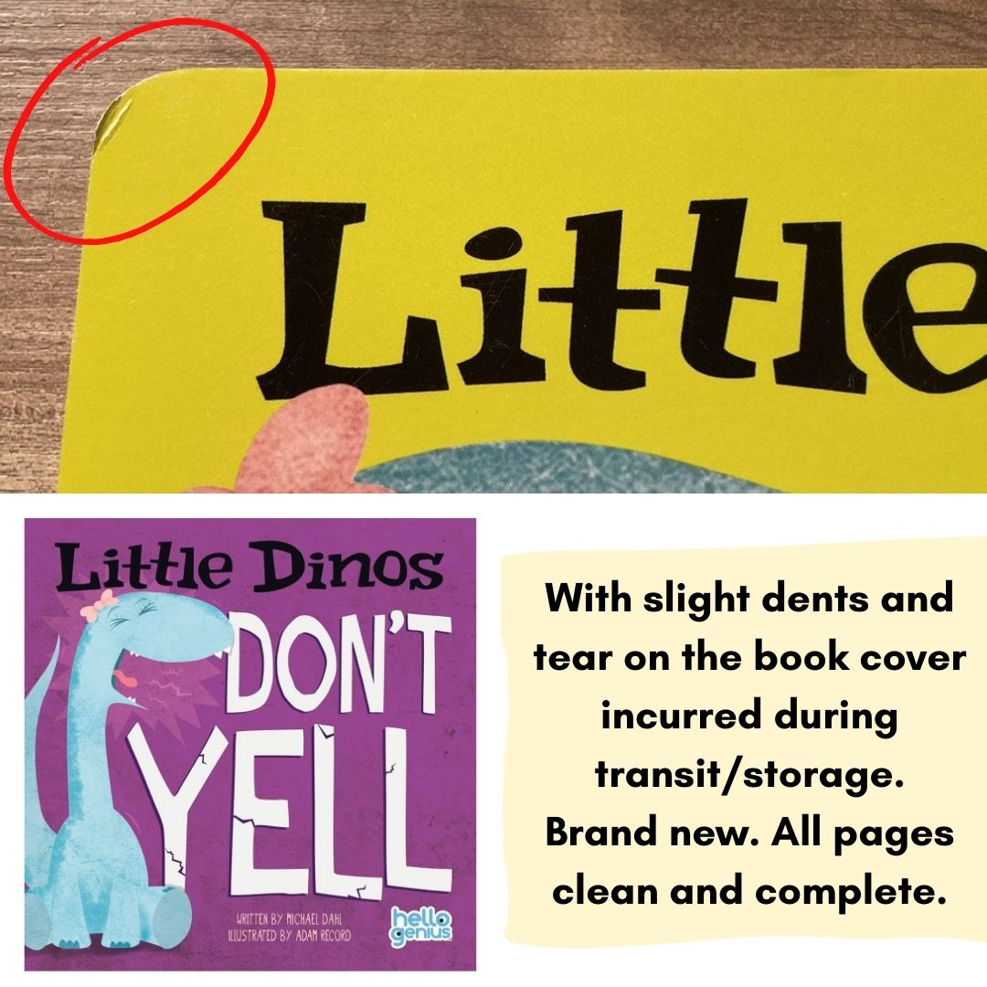 Hello Genius BOARD BOOKS (SINGLES) Little Dinos Don't Push / Just Breathe Bear / Little Lion Shares etc (book covers with SLIGHT DENTS)