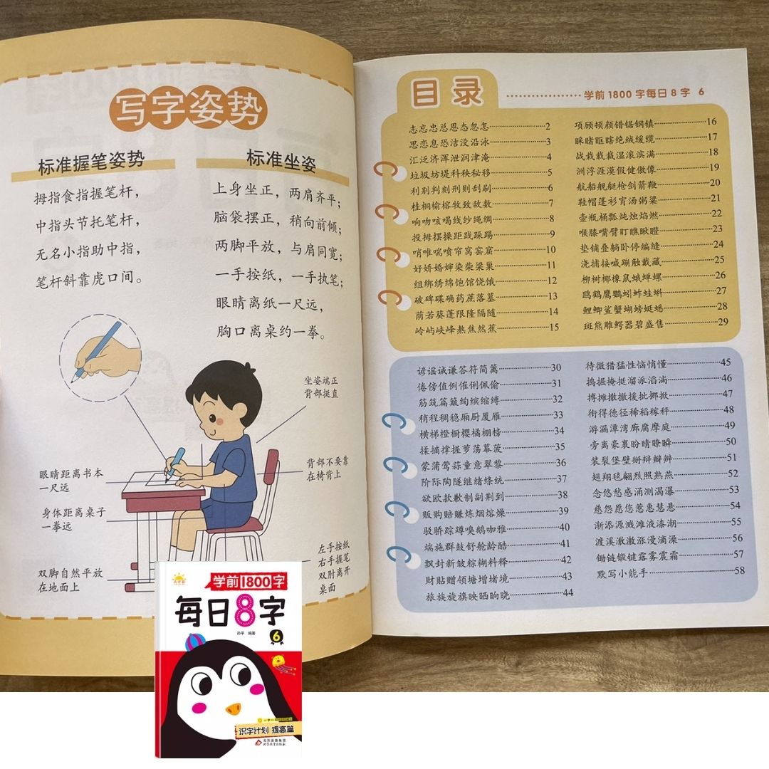 Daily 8 Chinese Characters Writing Workbook Set (6 Books) – Beginner Chinese Character Tracing & Writing Practice (brand new softcover, no box)