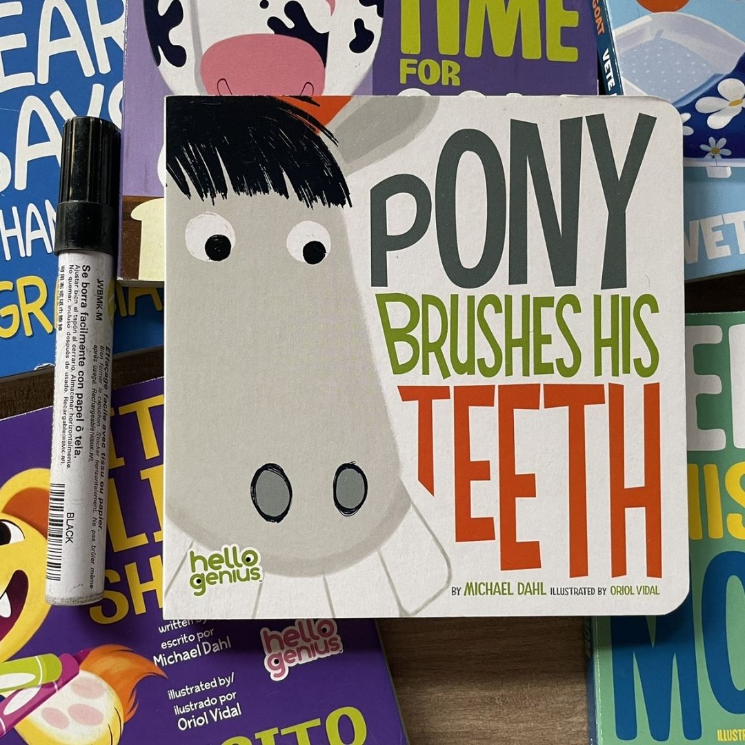 Hello Genius BOARD BOOKS (SINGLES) Little Dinos Don't Push / Just Breathe Bear / Little Lion Shares etc (book covers with SLIGHT DENTS)