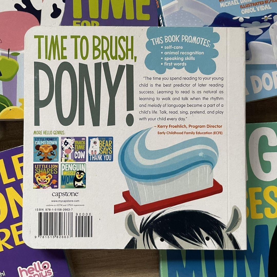 Hello Genius BOARD BOOKS (SINGLES) Little Dinos Don't Push / Just Breathe Bear / Little Lion Shares etc (book covers with SLIGHT DENTS)
