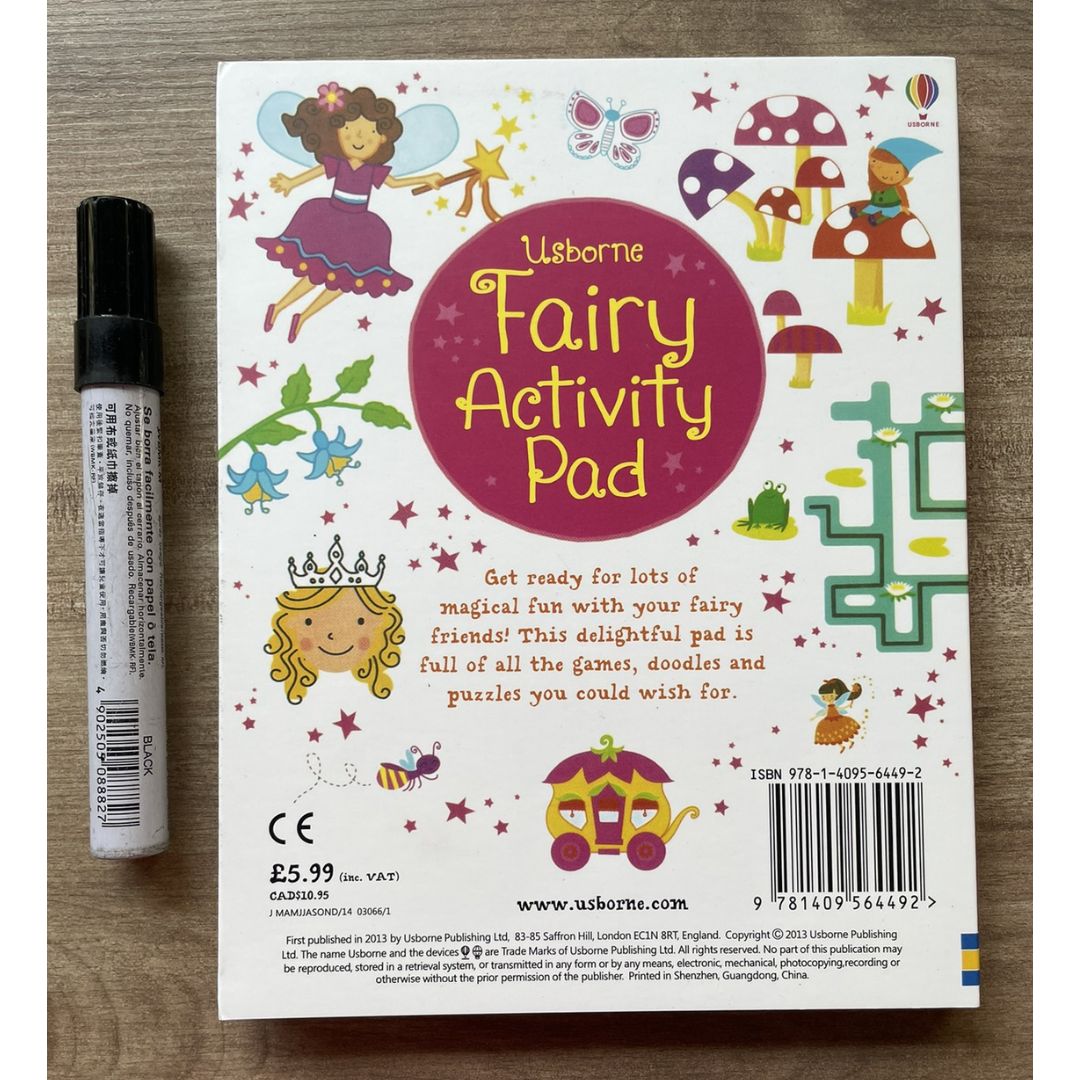 Usborne FAIRY Activity Pad (Tear-off pages, brand new Softcover, 6.1 by 7.7 inches, with SLIGHT FOLDS)