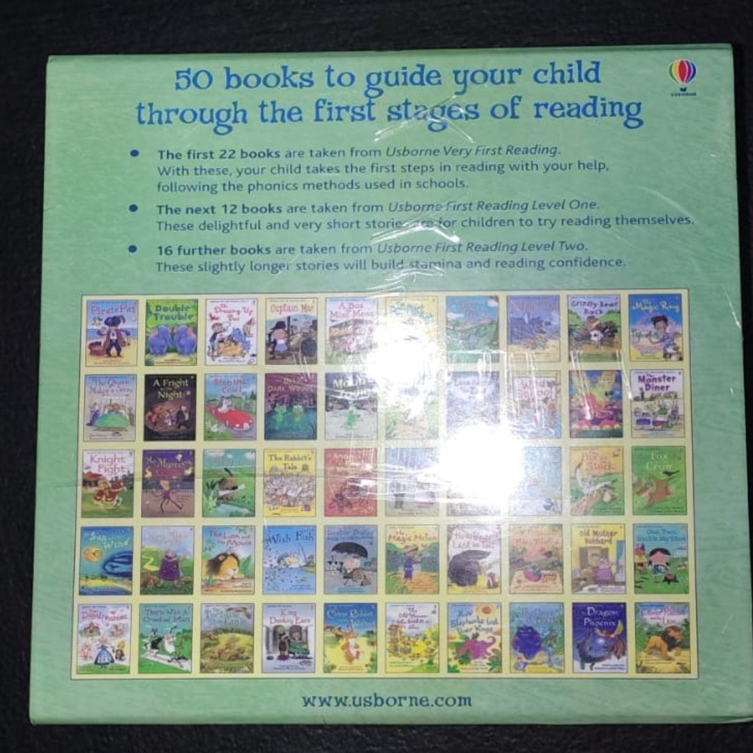 Usborne My First Reading Library 50 books Level 1 (green box) BOX with TEAR and DENTS, books no damage