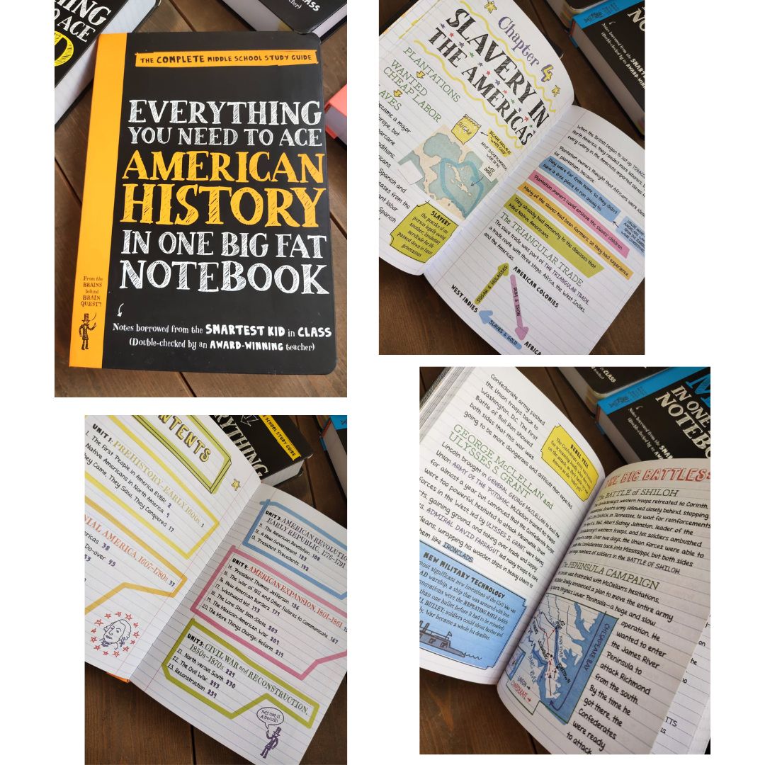 Everything You Need to Ace in One Big Fat Notebook: The Complete Middle School Study Guide (SINGLES) brand new Softcover - Biology/ Chemistry/ Computer Science & Coding/ English Language Arts/ Geometry/ World History/ Math/ Pre-Algebra & Algebra/ Science