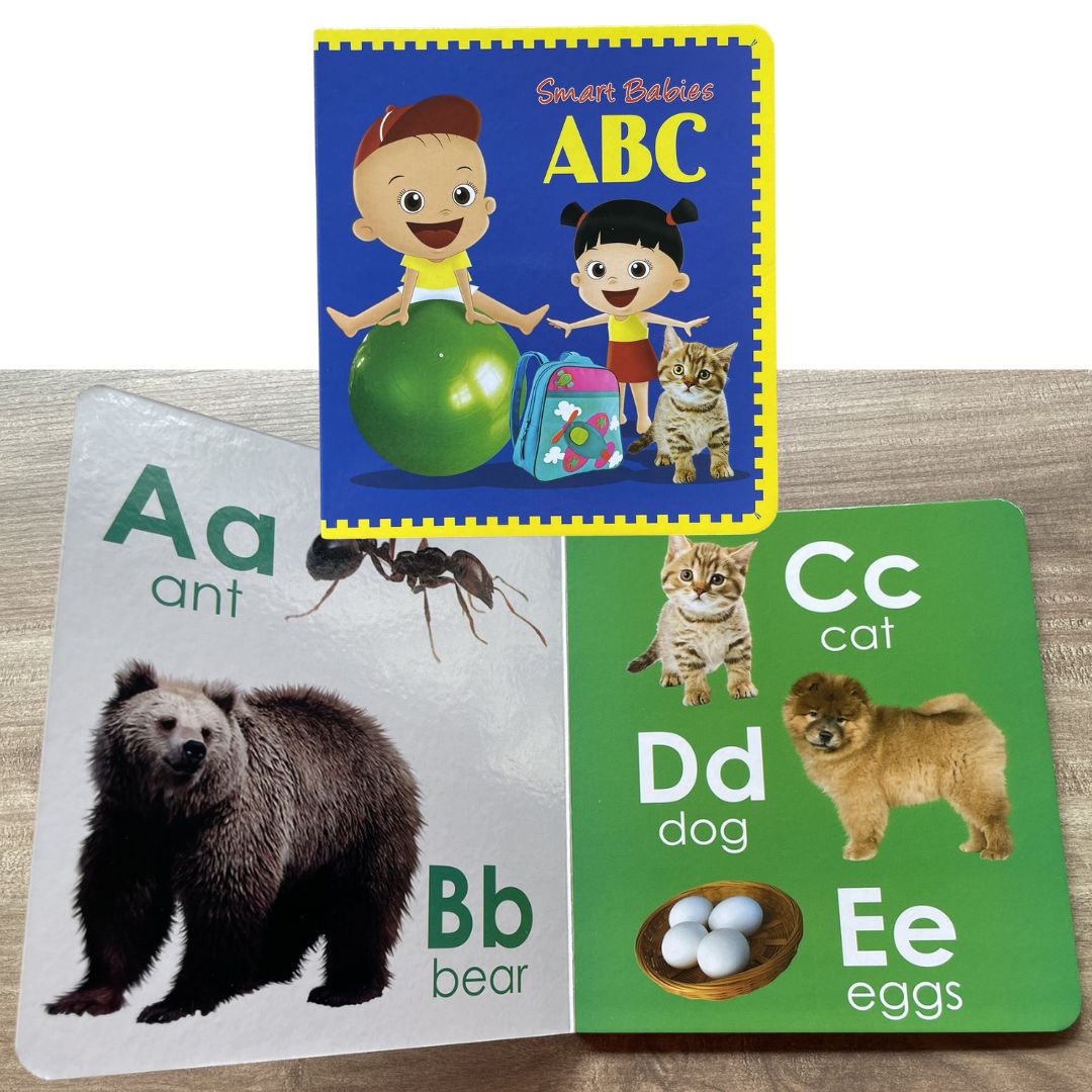 Smart Babies Board Book (ABC / Animals / Numbers / Shapes and Colors) (4 books) no box
