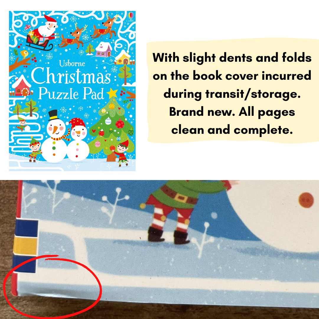 Usborne Christmas Puzzle Pad (brand new Softcover, with SLIGHT FOLDS on book cover)
