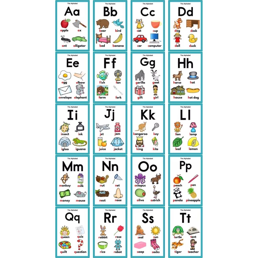 Phonics and English Alphabet Cards / Flashcards Set · Word Pronunciation · Audio Point-Reading · Teaching Aid (122 cards, 4-Inch Laminated Cards · Size: 8 × 11 cm)
