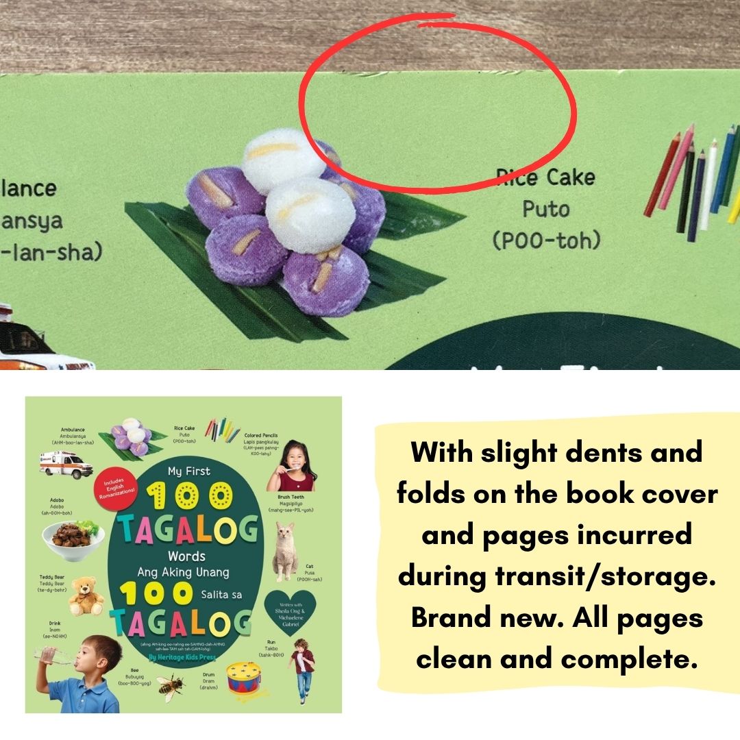 My First 100 Tagalog Words / Ang Aking Unang 100 Salita sa Tagalog by Heritage Kids Press (Bilingual English-Tagalog) Board Book, with SLIGHT DENTS/FOLDS