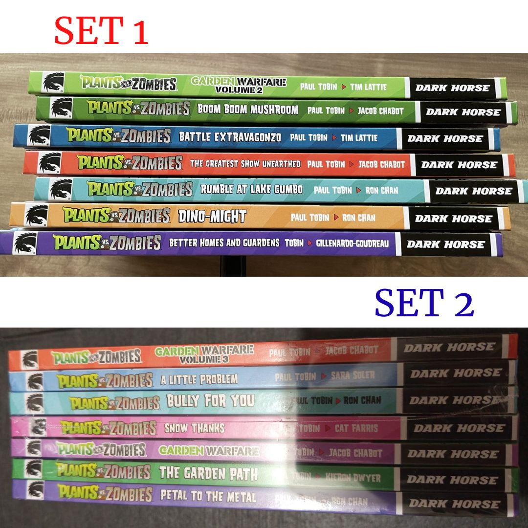 Plants vs. Zombies, COMICS (7 books) (Pls. Choose from SET 1 or 2) brand new hardcover, no box, with SLIGHT DENTS on book cover