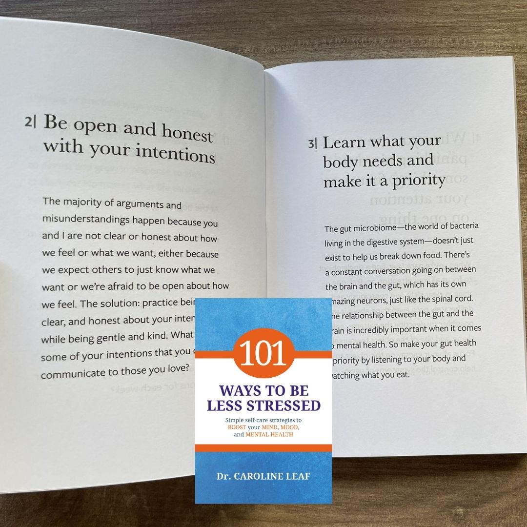 101 Ways to be Less Stressed: Simple Self-Care Strategies to Boost Your Mind, Mood, and Mental Health (by Dr. Caroline Leaf) brand new softcover