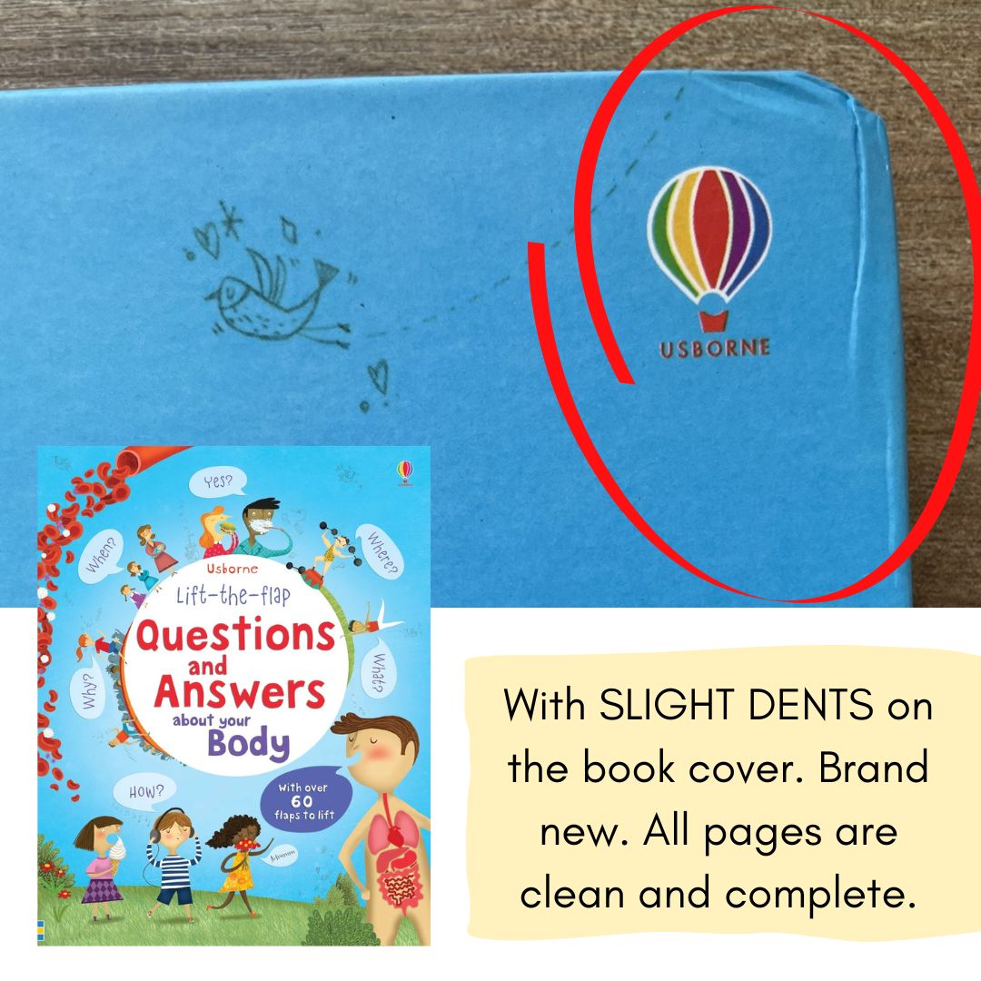Usborne Lift-the-flap Questions and Answers About (SINGLES, brand new Board Book, w/ SLIGHT DENTS on book cover) Animals / Body / Feelings / Food / Jobs / Money / Nature