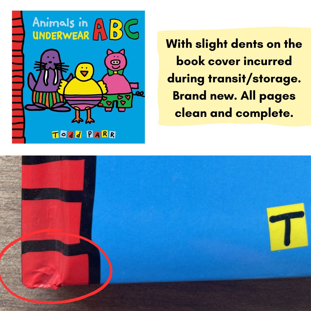 Animals in Underwear ABC (by Todd Parr) A lift-the-flap HARDCOVER (brand new, with SLIGHT DENTS on book cover)