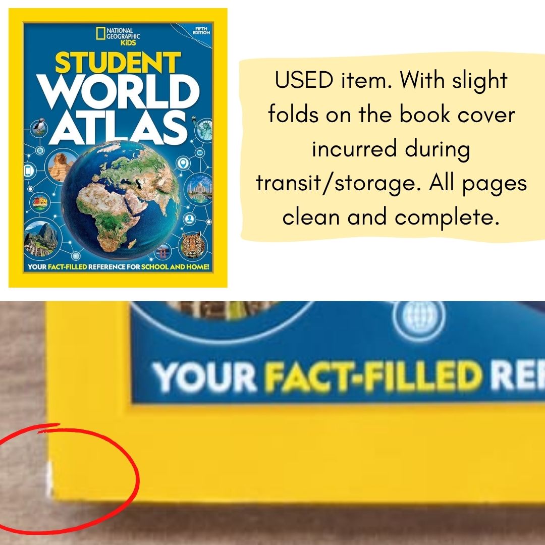NATGEO National Geographic Kids: Student World Atlas, 5th Edition (USED/Preloved book, Paperback, with slight folds)