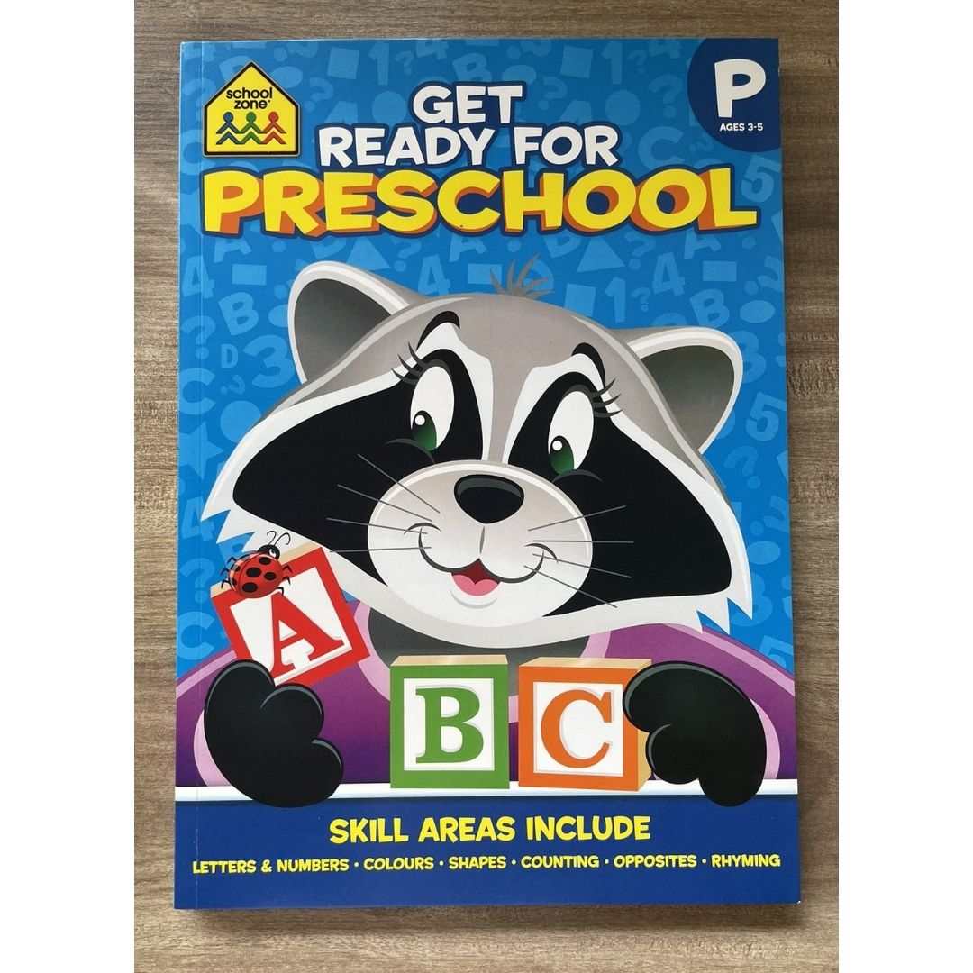 School Zone GET READY for Preschool / Kindergarten / First Grade Workbook (SINGLES) brand new softcover