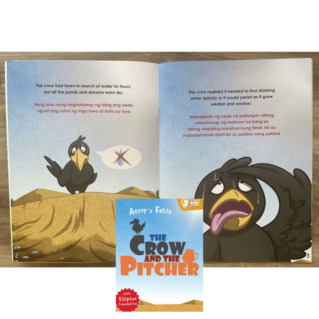 Batang Matalino AESOP'S FABLE - The Boy Who Cried Wolf / The Crow and the Pitcher (SINGLES, softcover, Filipino-English text)