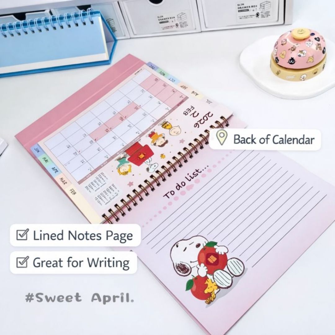 2026 Peanuts Snoopy Desk Calendar | Monthly Desktop Calendar with Notes Pages & Index Tabs | Cute Cartoon Table Calendar (brand new)