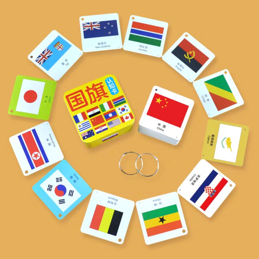 World Flags Flashcards for Kids | 160-Piece Educational Flag Cards | Early Learning Geography Set (Chinese text, brand new)