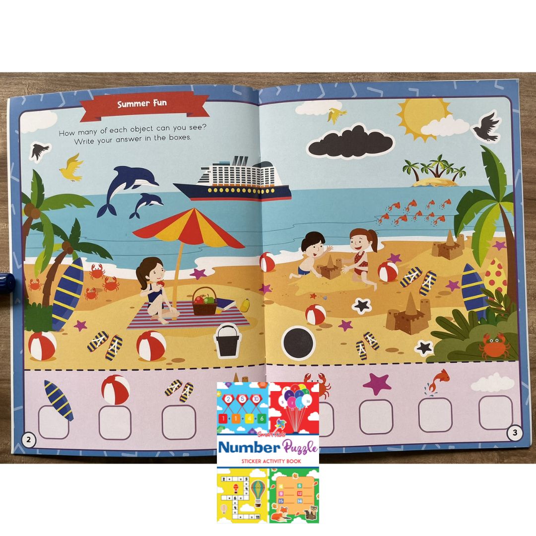 Smart Kids Sticker and Activity Book - NUMBER PUZZLE (brand new softcover)