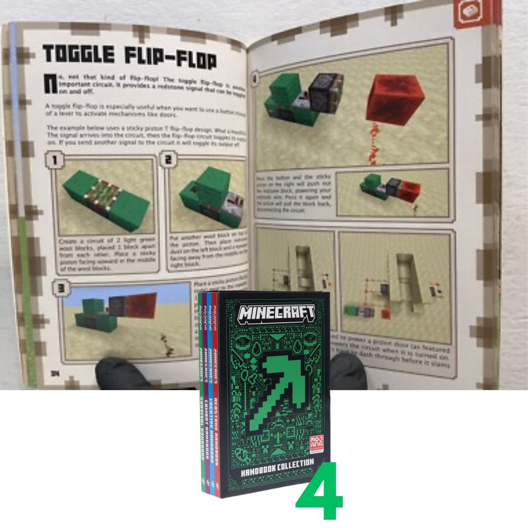 Minecraft Handbook Collection (4 books) brand new softcover, BOX with SLIGHT DENTS and FOLDS, books no damage