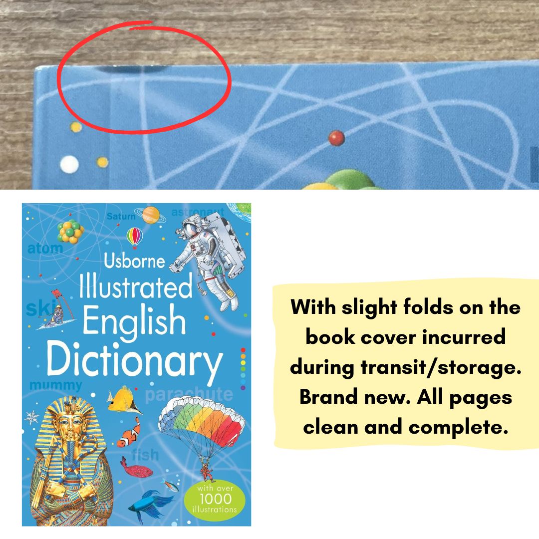 Usborne Illustrated English Dictionary (brand new Softcover, with SLIGHT FOLDS on book cover)