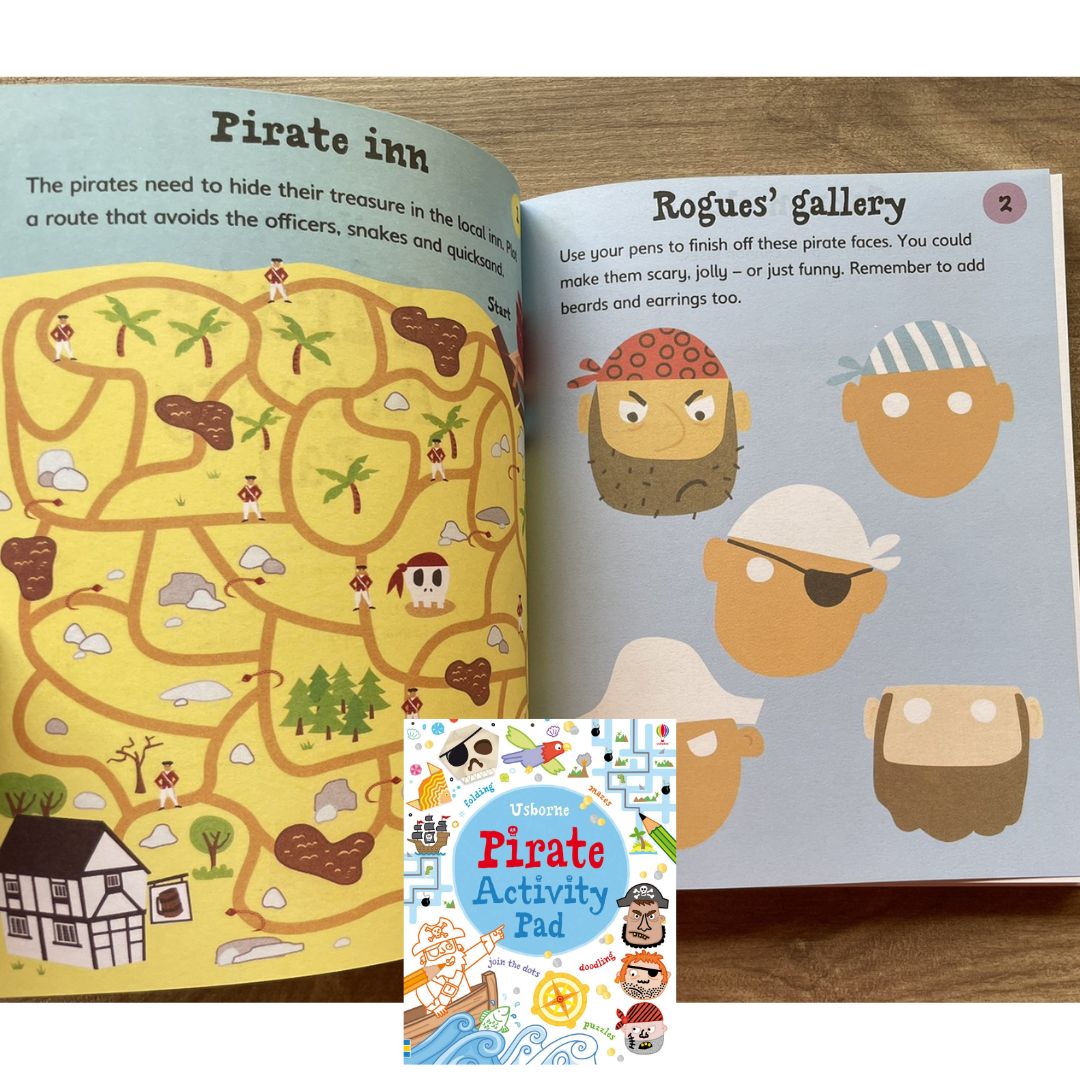 Usborne PIRATE Activity Pad (Tear-off pages, brand new Softcover, 6.1 by 7.7 inches)