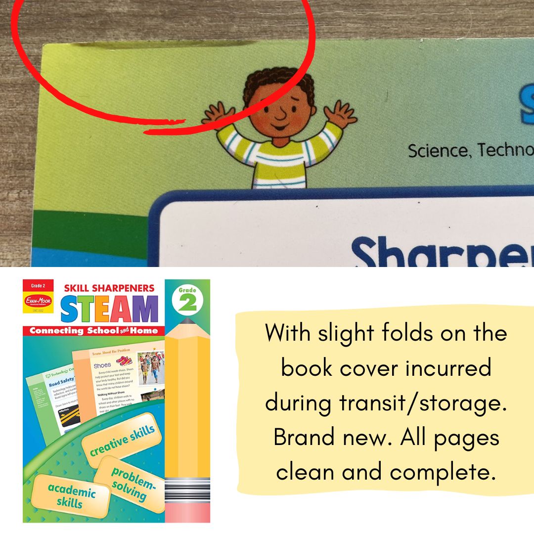Evan Moor Skill Sharpener Workbook: STEAM ( GRADE 2 ) brand new softcover, with SLIGHT FOLDS
