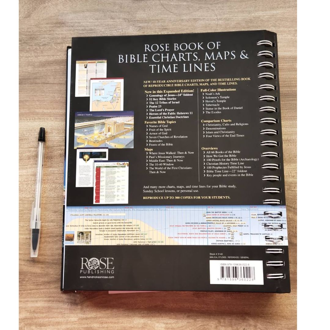 Rose Book of Bible Charts, Maps, and Time Lines Spiral-bound – Special Edition (Old and New Testament) with dents/tears on book cover, brand new hardcover