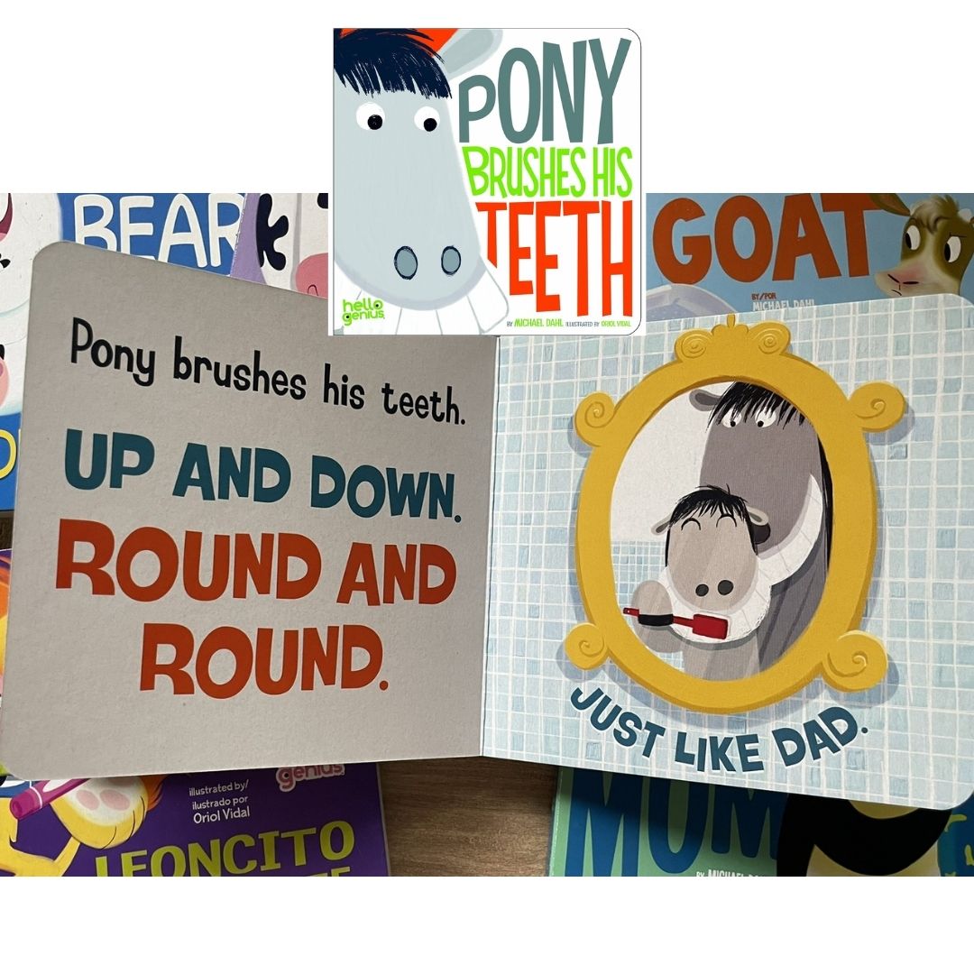 Hello Genius BOARD BOOKS (SINGLES) Little Dinos Don't Push / Just Breathe Bear / Little Lion Shares etc (book covers with SLIGHT DENTS)