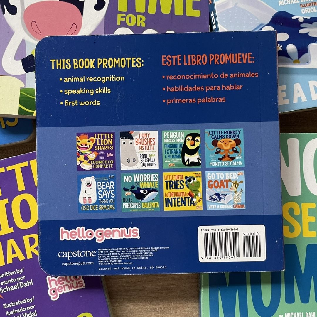 Hello Genius BOARD BOOKS (SINGLES) Little Dinos Don't Push / Just Breathe Bear / Little Lion Shares etc (book covers with SLIGHT DENTS)