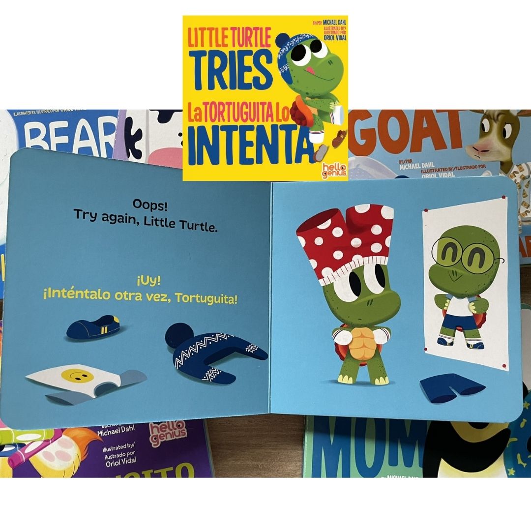 Hello Genius BOARD BOOKS (SINGLES) Little Dinos Don't Push / Just Breathe Bear / Little Lion Shares etc (book covers with SLIGHT DENTS)