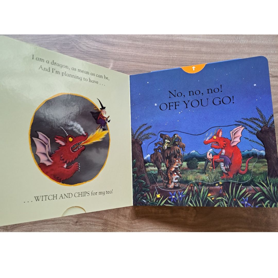 Room on the Broom by Julia Donaldson (A Push Pull and Slide Board Book) brand new, with SLIGHT DENTS on book cover