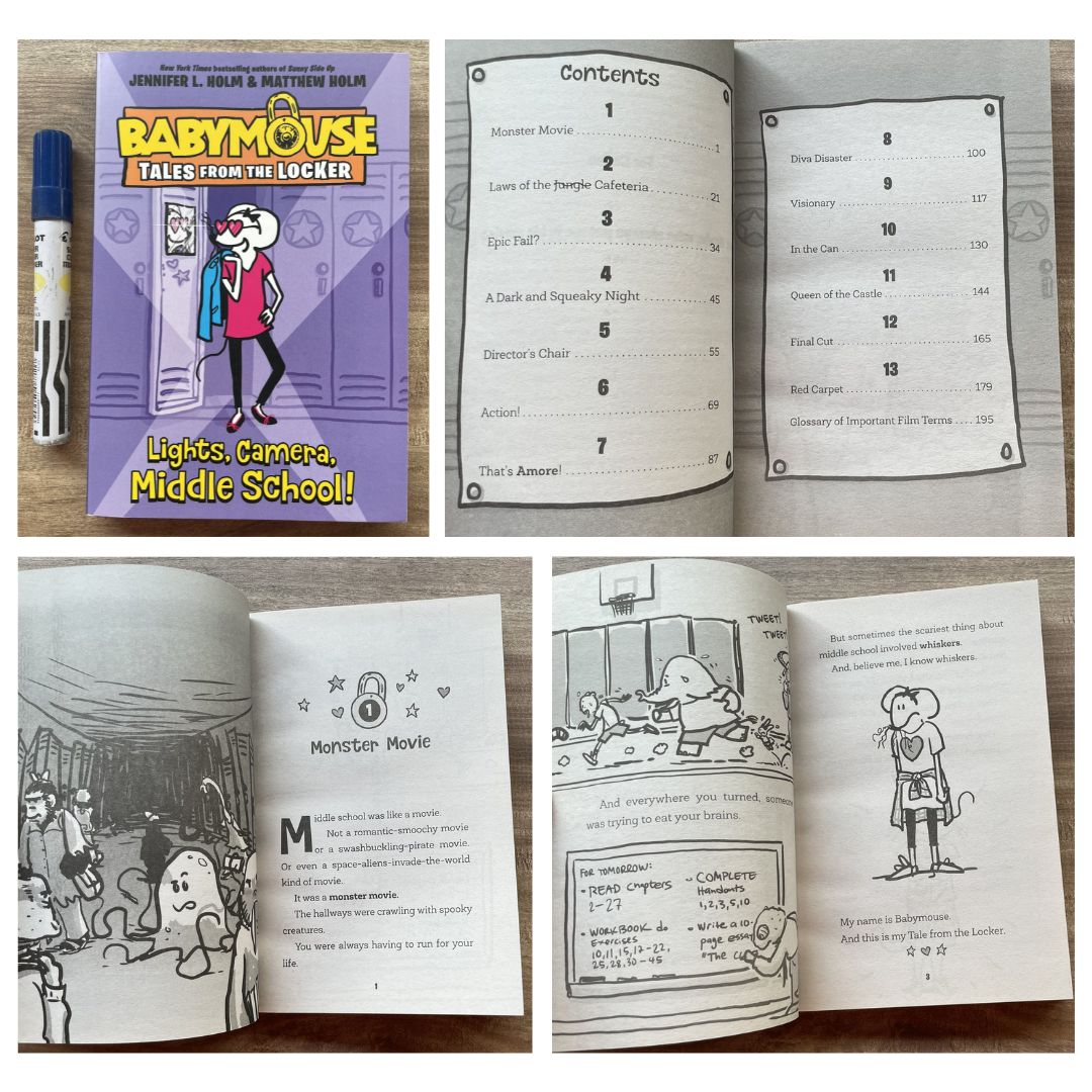 Babymouse Tales from the Locker (3 book series) - brand new softcover chapter books, NO box, with slight dents on the book cover