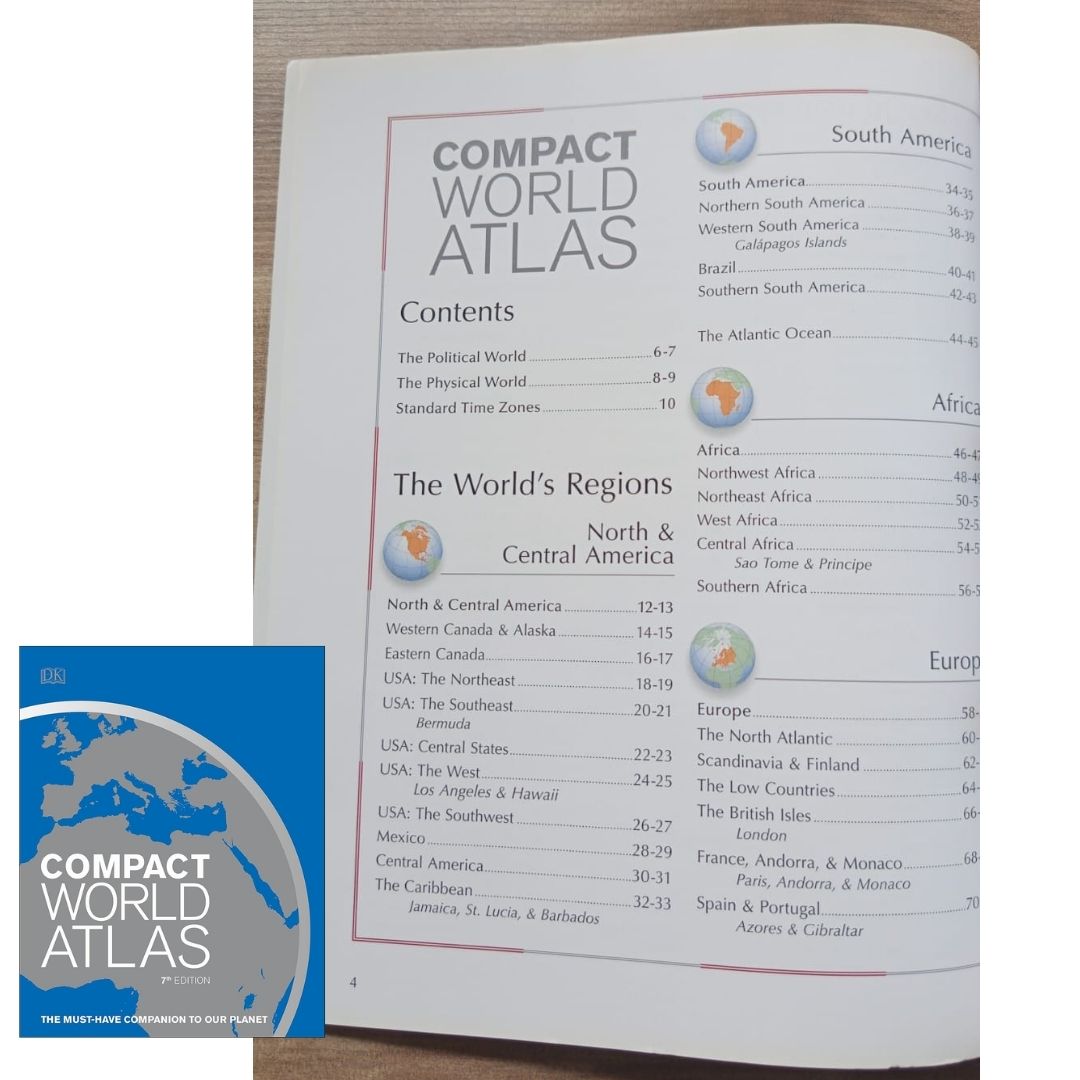 DK Compact World Atlas (USED book, softcover, with slight folds on book cover)