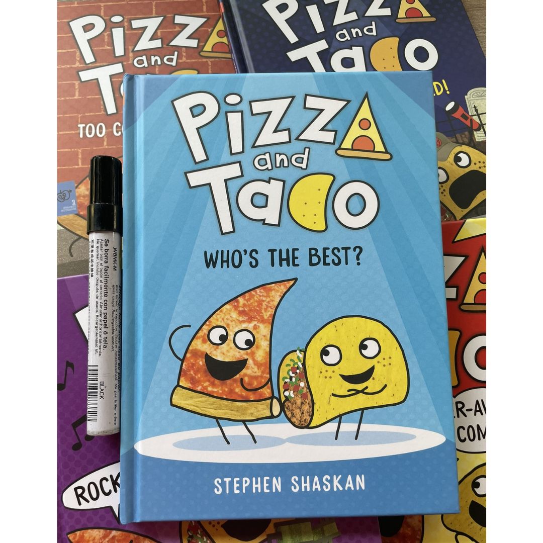 Pizza and Taco, Graphic Novel Series (7 Books) brand new hardcover, no box, with SLIGHT DENTS on book cover