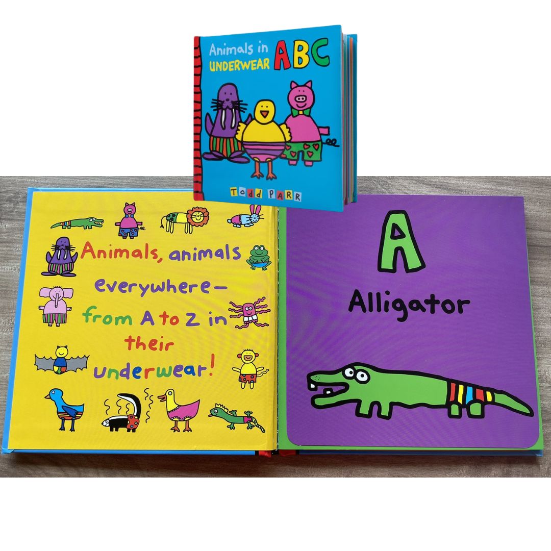 Animals in Underwear ABC (by Todd Parr) A lift-the-flap HARDCOVER (brand new, with SLIGHT DENTS on book cover)