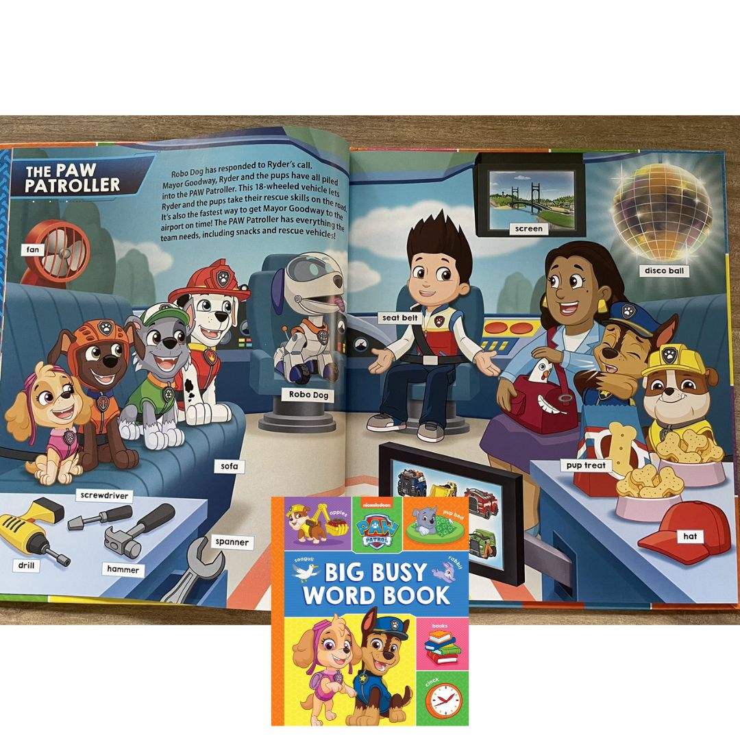Paw Patrol Big Busy Word Book (brand new Hardcover) - with SLIGHT DENTS on book cover