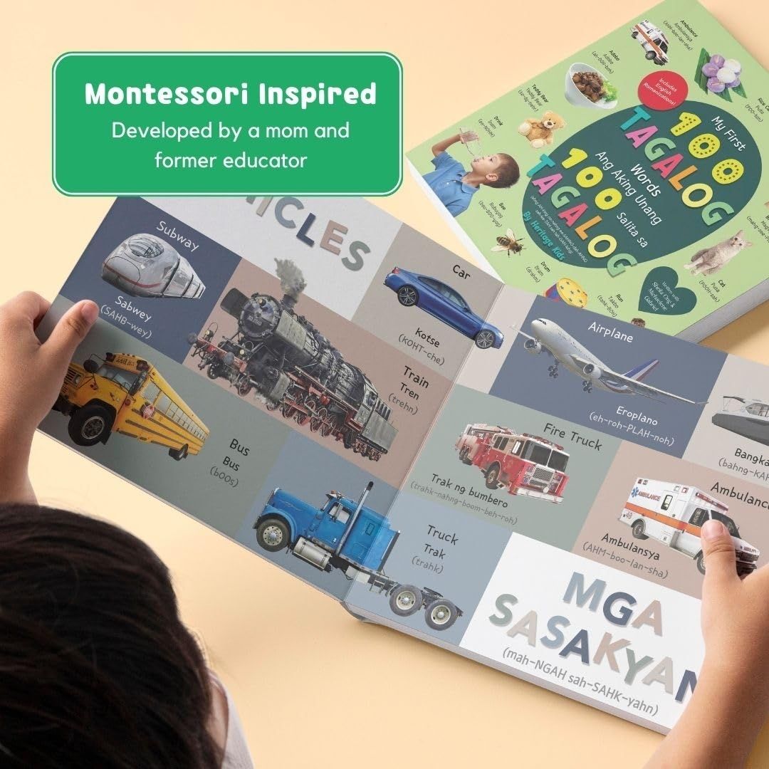 My First 100 Tagalog Words / Ang Aking Unang 100 Salita sa Tagalog by Heritage Kids Press (Bilingual English-Tagalog) Board Book, with SLIGHT DENTS/FOLDS