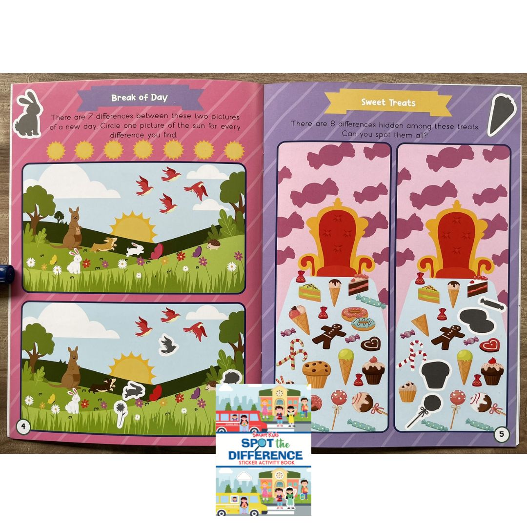 Smart Kids Sticker and Activity Book - SPOT THE DIFFERENCE (brand new softcover)