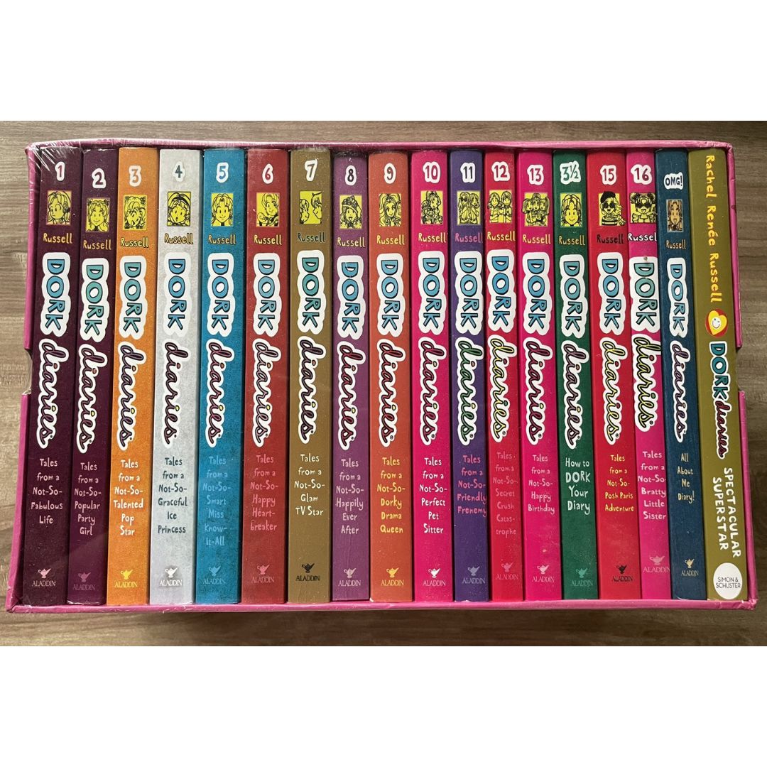 Dork Diaries 18 books (brand new softcover, BOX SET w/ slight DENTS,  8 by 5.5 inches each book)