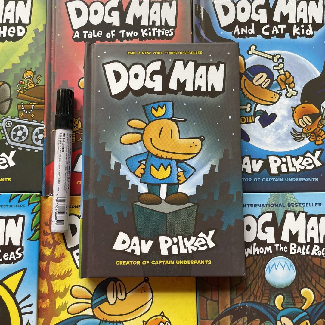 Dog Man set of 17 hardcover books, no box (slight dents and tears on book covers, book pages no damage)