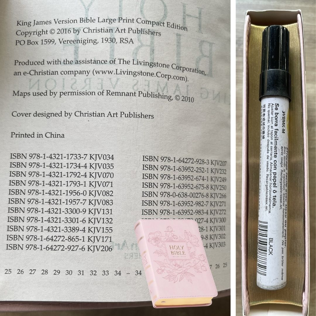 King James Version KJV Holy Bible, Compact Large Print (BALLET PINK Faux Leather, Red Letter, Old and New Testament) SLIPCASE w/ SLIGHT FOLDS