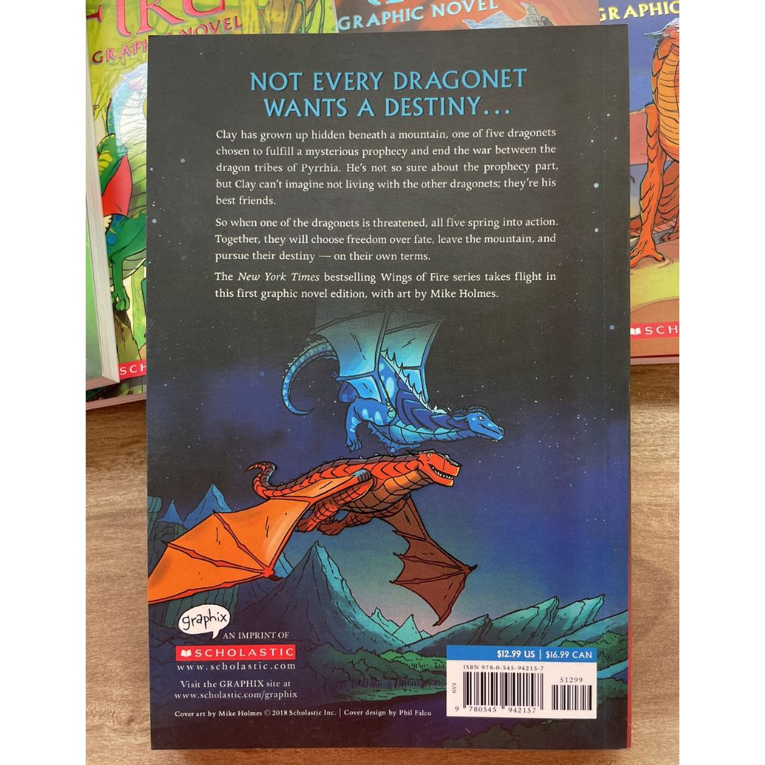 Wings of Fire Graphic Novels (5 books) (Book #1 - #5) brand new softcover, no box, with SLIGHT FOLDS on book cover