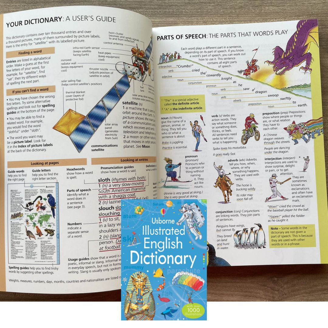 Usborne Illustrated English Dictionary (brand new Softcover, with SLIGHT FOLDS on book cover)